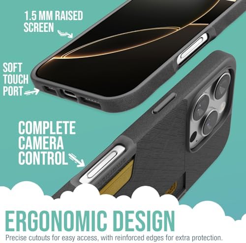 Smartish iPhone 16 Pro Wallet Case Card Holder, Wallet Slayer V2, Black Detail