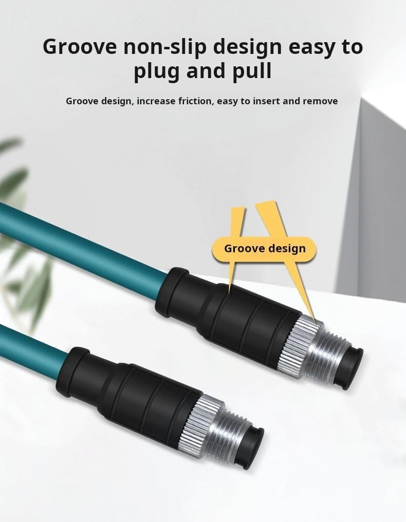 M12 Male to Male Profinet Cable, High-Flex for Servo Encoders, Shielded Industrial Ethernet Cable for Reliable Data Transmission (4Pin D-Coded, 10Meter)