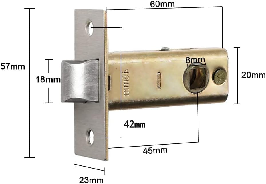 2 Pcs Mortice Latches Interior Door Catch 45mm Tubular Door Mortice for Sprung Lever Door Handles Tubular Latch Compatible with Various Door Lock Handles - Image 4
