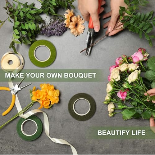 Image of Little Blooms Green Coated Stem Wire for DIY Flower Making - Friendly Flower Making Materials and Flower Stick Essentials, Perfect for Craft Projects (50pcs Wire & 2pcs Green tape)