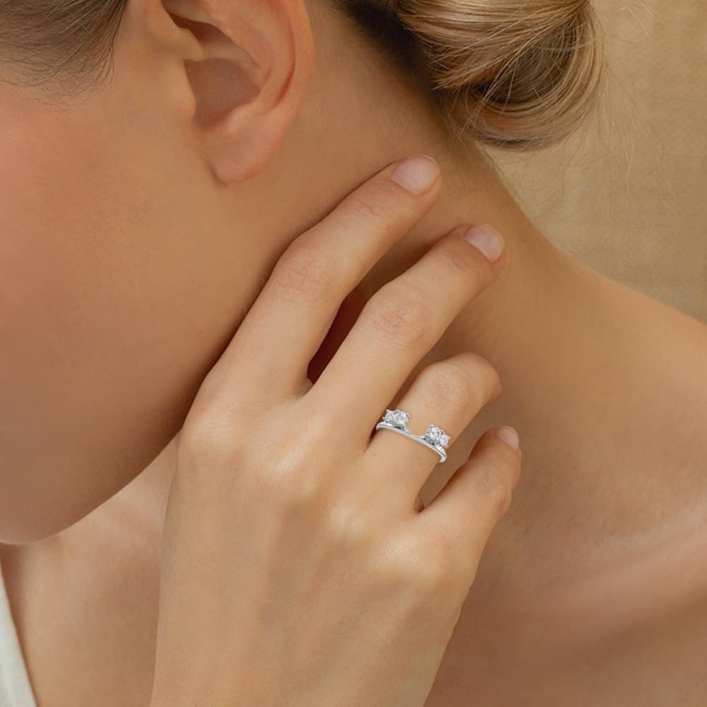 Diamond2Deal 14k White Gold 1/2Ct Lab Grown Diamond Guard Ring VS-SI Clarity, G-H Color
