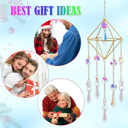 Crystal Suncatcher, Window Suncatcher Prism Hanging Sun Catcher Outdoor Indoor Decor Gift for Mom Christmas Stocking Sutffers Home Decor