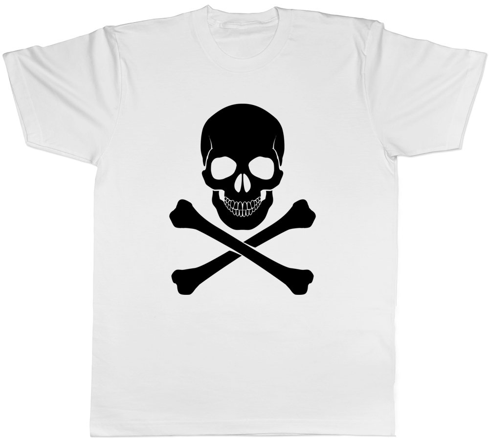 Shopagift Skull and Crossbones Gothic Unisex T-Shirt White