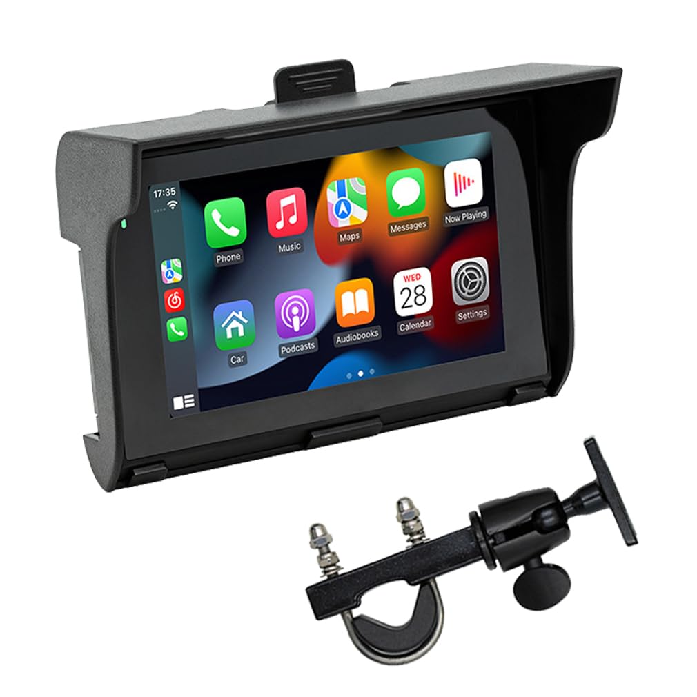 XRC TECH - Navegador GPS para motocicleta con pantalla táctil HD de 5 pulgadas, inalámbrico, Android Auto, IP65, impermeable, Bluetooth, sin conexión, enlace de espejo, reproductor MP5 multimedia