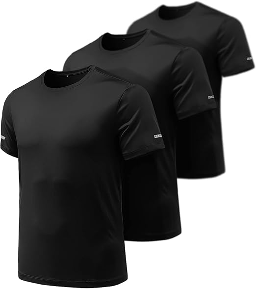 ATHLIO 2, 3 or 5 Pack Men's Workout Running Shirts, Sun Protection Quick Dry Athletic Shirts, Short Sleeve Gym T-Shirts