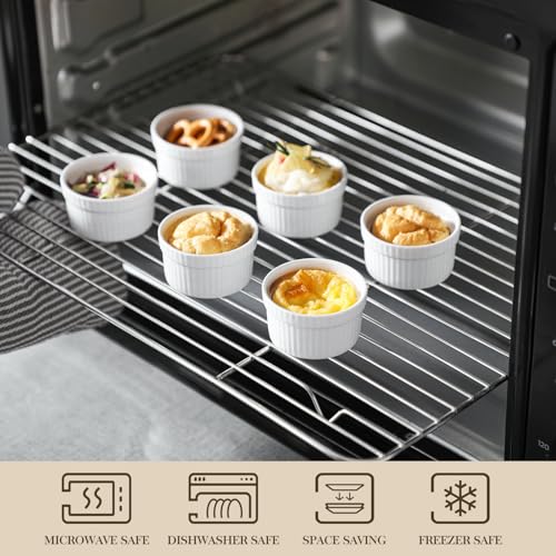 MALACASA Mini Ramekins 2 oz set of 24, Ramiken, Ceramic Creme Brulee Ramekins, White Custard Cups, Small Dipping Bowls for Kitchen Serving Sauce Condiments, Dishwasher Oven Safe, Series RAMEKIN.DISH