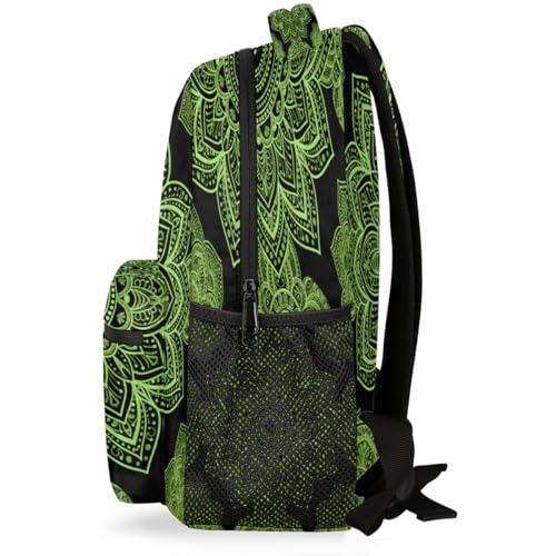 Mochila de viaje con mandala verde para estudiantes de secundaria 3