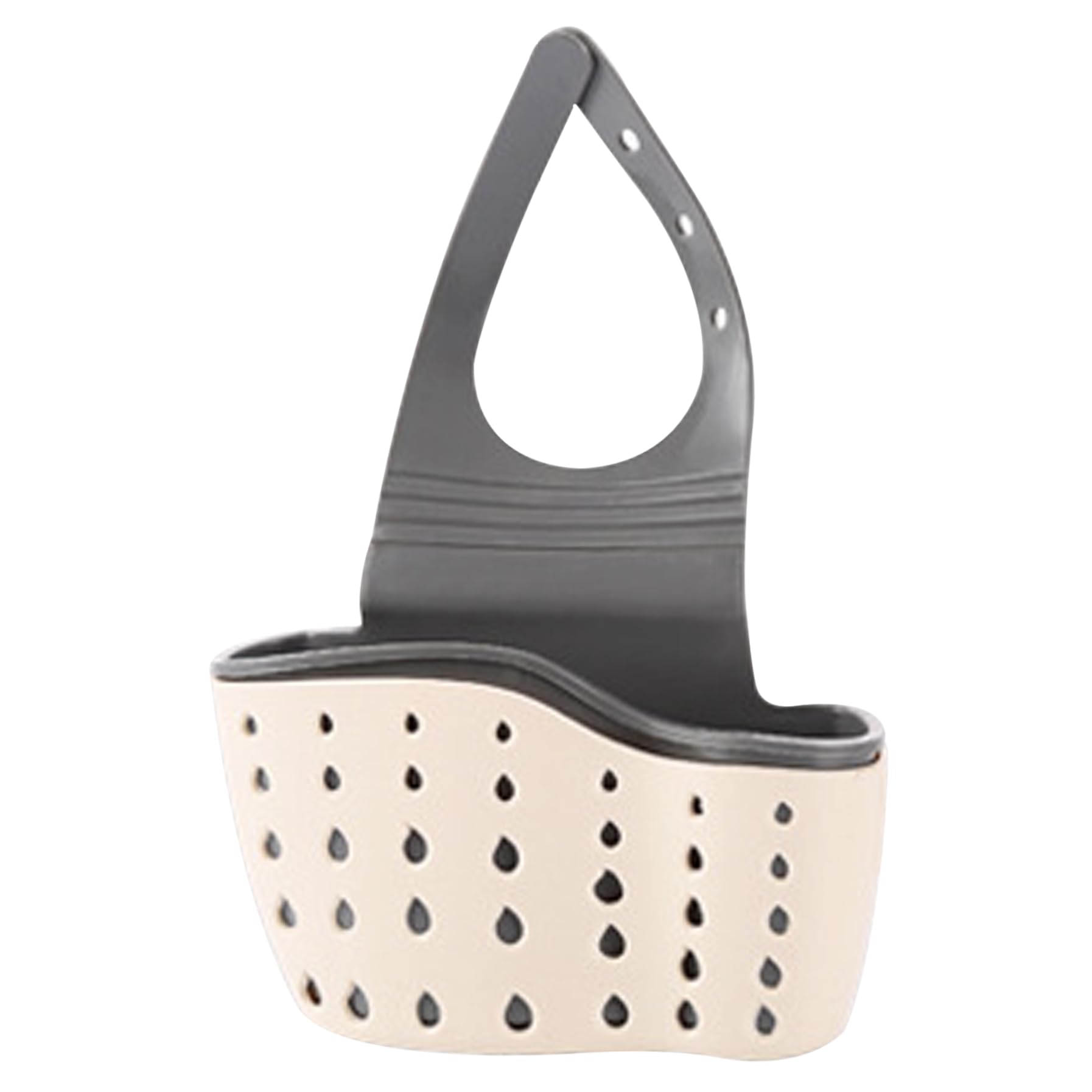 Peosaard Beige Sink Caddy Sponge Holder, Kitchen Sink Caddy Standing Or Hanging Sponge Holder With Ajustable Strap Plastic Faucet Basket With Drain Holes For Drying, Kitchen