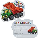 Größe: ca. 15cm x 10,5cm 6 Einladungskarten * BAUSTELLEN Kipper * für Kindergeburtstag oder Motto-Party von DEKOSPASS // Kinder Bob Geburtstag Party Kinderparty Einladung Einladungen Karte Bauarbeiter Baumeister