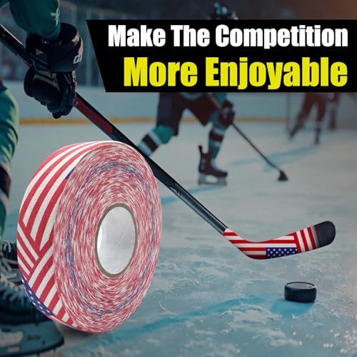 Hockey Tape Multipurpose Grip Tape, 1 Inch x 98 FT Cloth Tape for Lacrosse Baseball, Field Hockey, Softball, Rackets, Sports Gift, Bat Grip Tape Hockey Gifts Hockey Stick Tape (Stars and stripes) - Thumbnail 3