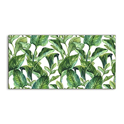 Tableau en verre acrylique Coloray 120x60cm, finition brillante premium Tropics leaves art