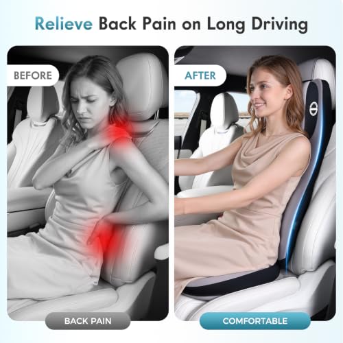 Image of FLORICH Memory Foam Car Seat Cushion and Lumbar Support Headrest Pillow, Ergonomic Breathable Back Support, Wider Design Adjustable Head Neck Pillow for Car Truck Seat Sciatica Tailbone Pain Relief