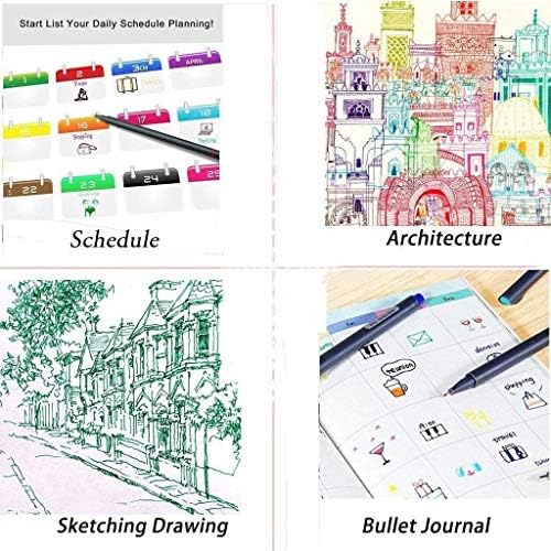 Colouring Pens & Journal Planner Stencils Set, Fineliner Art Pens Sets for Adults & Children, 12Pcs DIY Drawing Template & 12 Color Drawing Pens