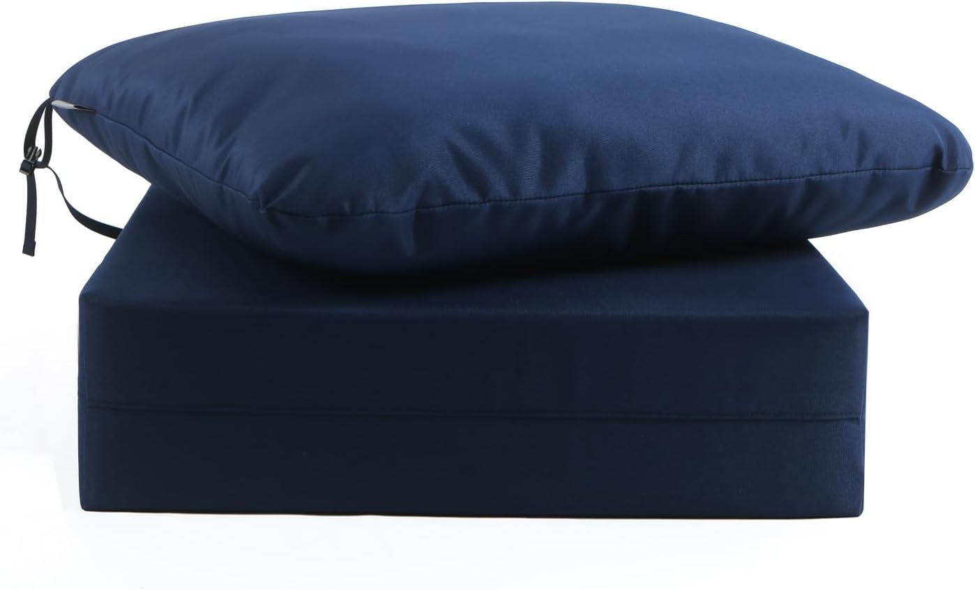 Melissa Luxury Outdoor Patio Chair Cushions, 24x24x6 Inch Deep Seat Bottom & Back Cushions, Waterproof and Fade Resistant, for Patio Chairs, Couch, Sofa & Backyard Furniture, Navy