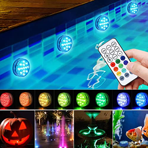 13 luzes subaquáticas de LED para piscina, luzes subaquáticas recarregáveis por USB, diâmetro de 7 c