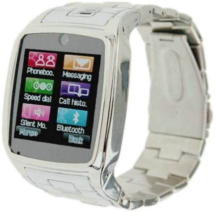 GSM Unlocked Quadband Stainless Steel Mobile Phone Watch 1.6inch Touch LCD 1.3mp Camera Single SIM Standby Support Java Bluetooth MP4