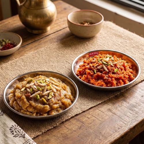 Image of HAZEL 100ml Stainless Steel Halwa Plates Set of 2 for Sweets & Snacks