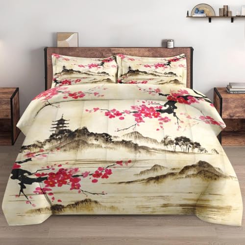 WeCozy Queen Size Comforter Set 2 Pillowcases, Japanese