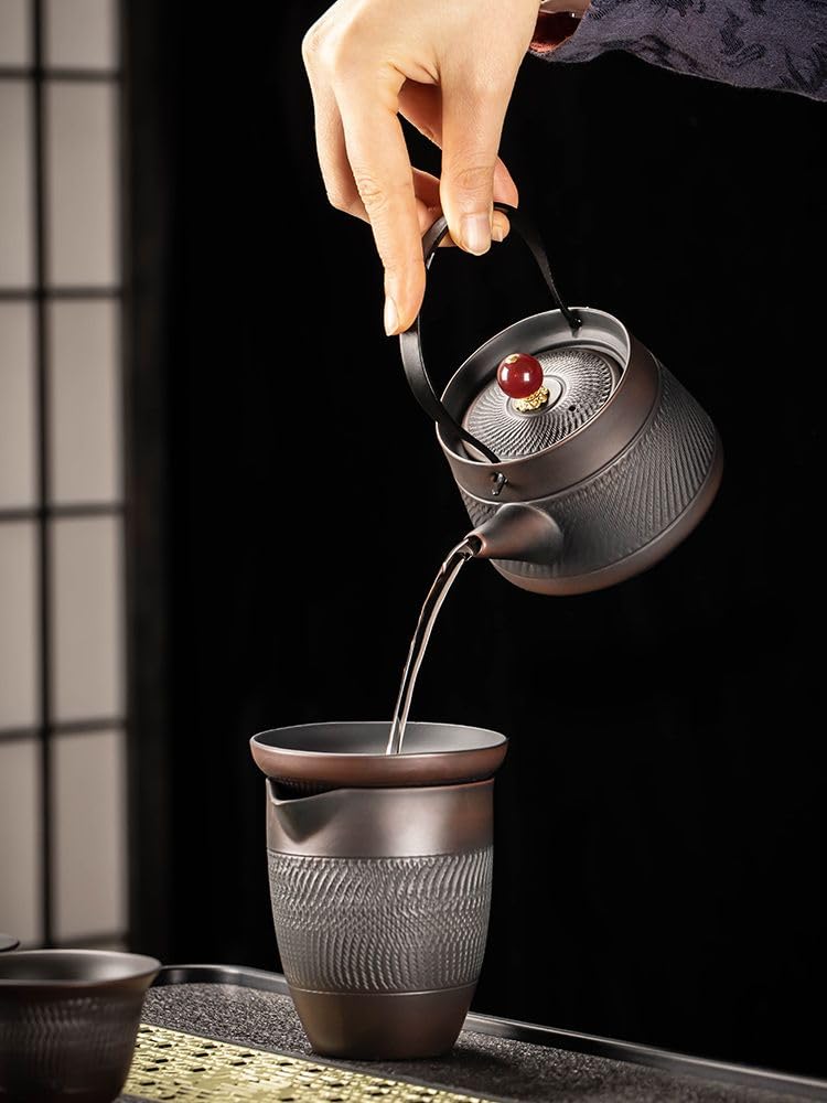 DFSHGDF1450-TEASET fioletowa ceramika zestaw do herbaty Gongfu, zestaw do herbaty Kung Fu lekki luksusowy wysokiej klasy chiński styl chiński zestaw do herbaty Gongfu, retro nóż do skakania czajniczek
