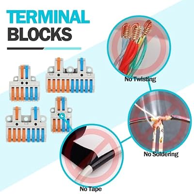 9PCS Lever Wire Connectors Quick Wiring Cable Connector Electrical Lever Wire Cable Connectors Push-in Conductor Terminal Blocks (2 in 6 Out)