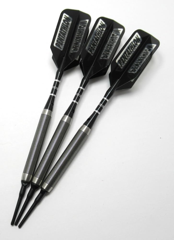 Edge Me (Micro Edge) - Black - 18 Gram 90% Tungsten Soft Tip Darts - with Upgrade Kit