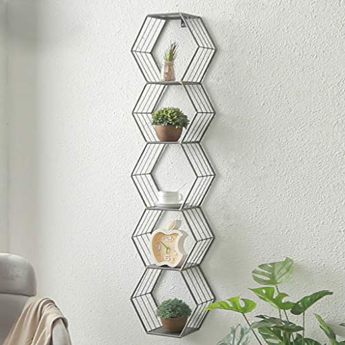 Étagère murale sans perçage avec treillis hexagonal déco fleur - 3