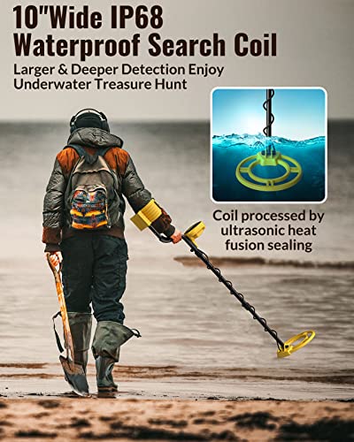Metal Detector For Adults - Professional Metal Detector Gold And Silver With Lcd Display, High Accuracy Waterproof Pinpoint 5 Modes, 10" Coil Lightweight Metales Detectors Stem Adjustable To 60.2" #TOP3