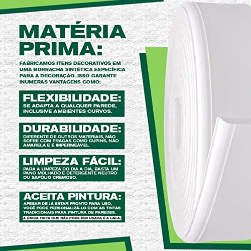 Boiserie Rodameio de EVA Autocolante RM61 2,3cm Branco 10 metros