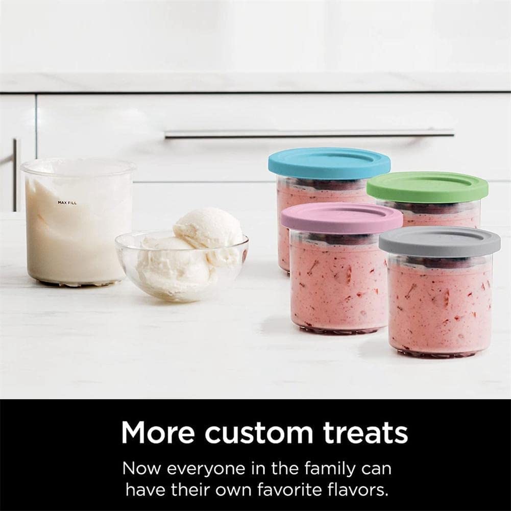 BEBUSINGOTO Lot de 4 Récipients à Crème Glacée avec Couvercles, pour