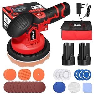 SHALL-Cordless Car Buffer Polisher – 6 Inch Portable Polishing Waxer Machine Kit,2500-5000 RPM,27PCS Car Polishing Kit,for Car Detailing/Waxing/Buffer/Polisher，British fast charging plug