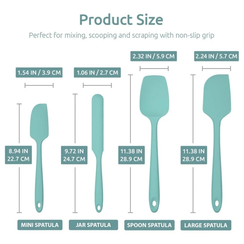 Juego de espátulas de Silicona for Cocina, 600 °F, raspador de Silicona Flexible de Alta Temperatura for cocinar, Mezclar, Hornear, Servir y Revolver(Red)