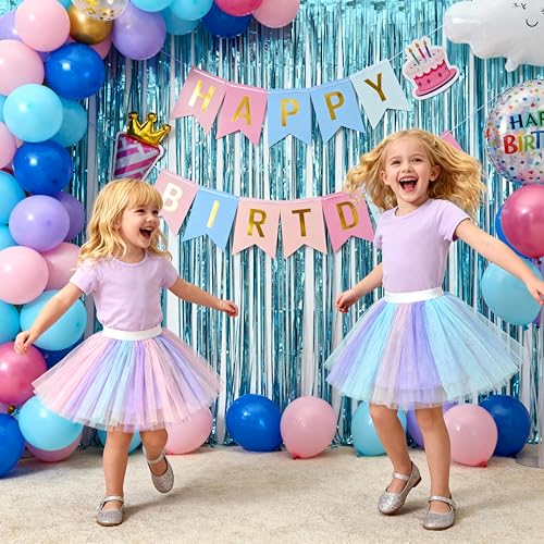 Image of DXTON Girls Tutu Skirt Rainbow Toddler Tulle Ballet Dance Skirt for 3-10Y