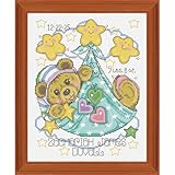 Herrschners Baby Cozy Teddy Birth Record Counted Cross-Stitch Kit