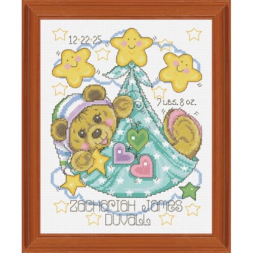 Herrschners Baby Cozy Teddy Birth Record Counted Cross-Stitch Kit