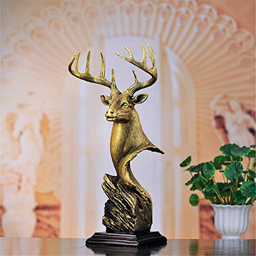 Skulptur Statue Ornament Figur Haus Und Büro Dekor Nordic Hirschkopf Skulptur Harz Herrschsüchtige Statue Tier Dekoration Zubehör Hirsch Wohnzimmer Dekoration 24.5 Cm * 9.6 Cm Cover
