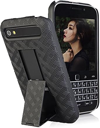 Nakedcellphone Kickstand for BlackBerry Classic Q20 Q25 Phone Case - Black | Slim Hard Shell with Stand, Satisfying Texture