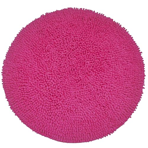 Chardin home Hot Pink Round Bath Mat | 2 feet Boho Bathroom Rug | Also Perfect for Kids Rooms, Nurseries, Bedside, dorms, Half Baths and Powder Rooms | Machine Washable, Soft & Plush