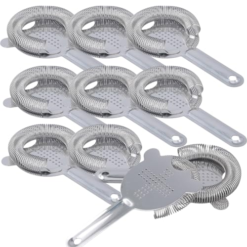 HEIHAK 10 PCS Cocktail Strainer Bulk, 3.9 X 6.5 Inch Stainless Steel Bar Strainer, Bar Tools Drink Strainer for Home and Professional Bartenders