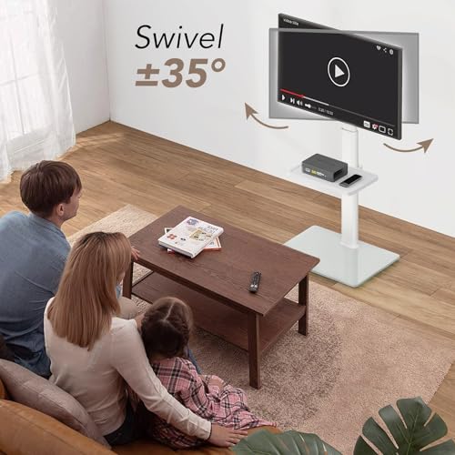 Universal Floor TV Stand with Mount 70 Degree Swivel 9 Level Height Adjustable and Space Saving Design for Most 27 to 65 inch LCD, LED OLED TVs White by AX WABER - Image 2