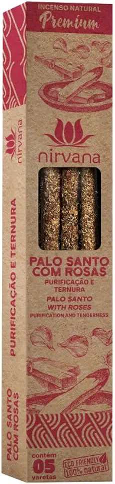 Incenso Nirvana Palo Santo Com Rosas Premium 100% Natural