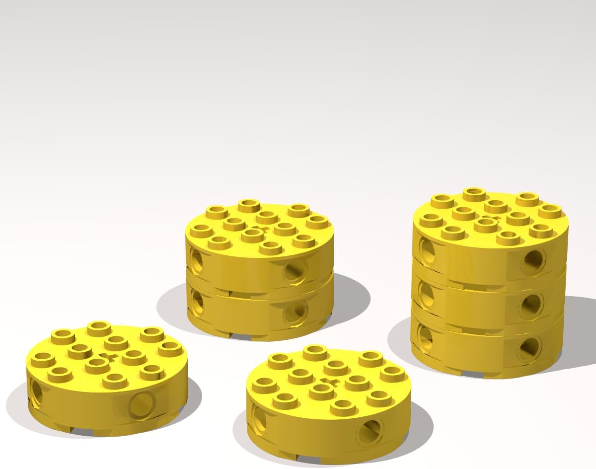 Classic Building Brick Bulk, Round 4x4 with 4 Side Pin Holes and Center Axle Hole 50 Piece, Compatible with Lego Parts and Pieces:(Colour:White)