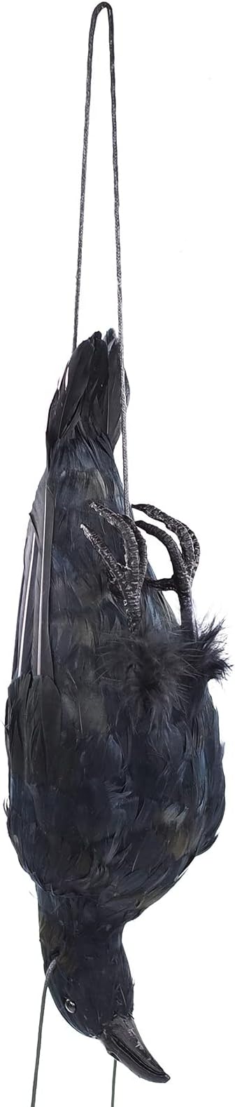 Etistta 17 inch Realistic Hanging Dead Crows Decoy Lifesize Extra Large Black Feathered Crow