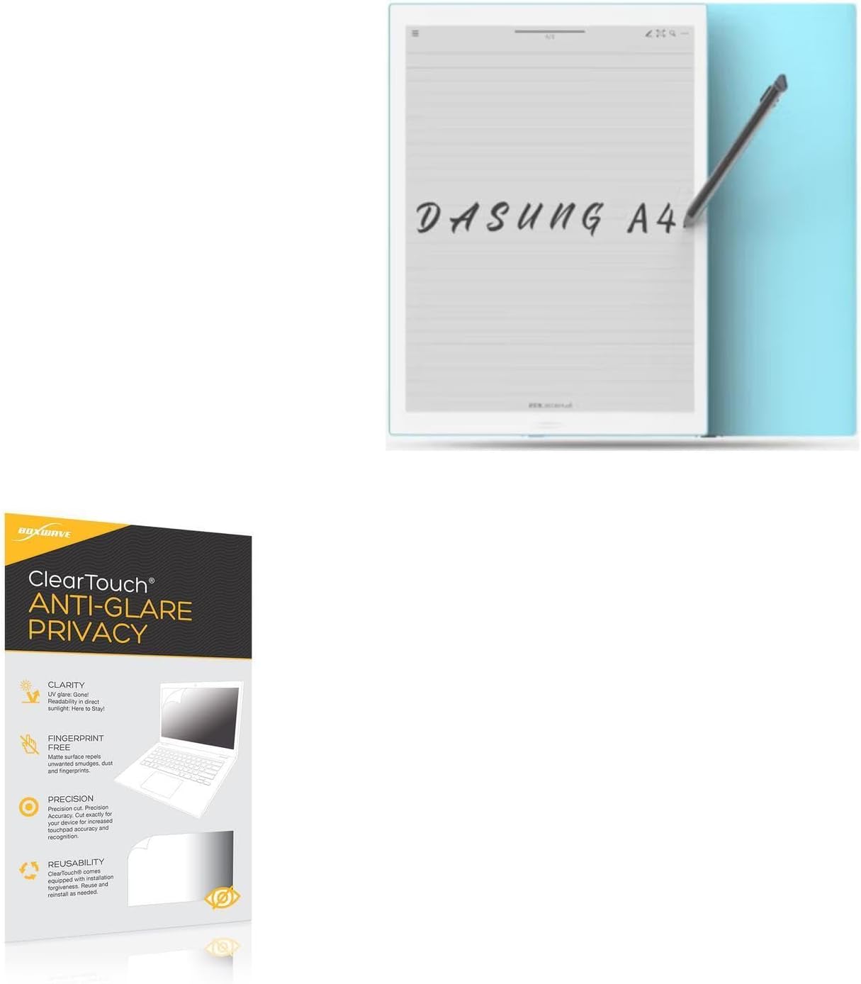 BoxWave Screen Protector Compatible With Dasung A4 - ClearTouch Anti-Glare Privacy (2-Pack), Privacy Screen Protector Flexible Film Anti-Glare