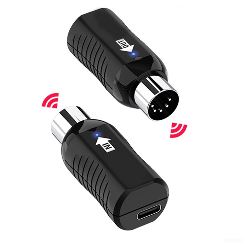 Homefurnishmall MIDI Adapter, Émetteur-Récepteur MIDI Sans Fil Rechargeable, 4 GHz, USB, Compatible avec Clavier et Piano Numérique