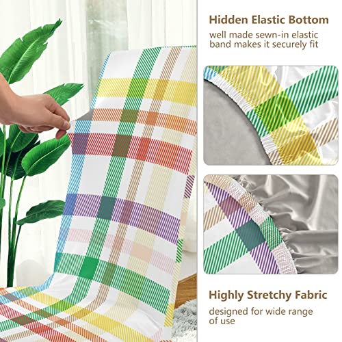 Alaza Stretch Chair Cover Slipcover, Rainbow Tartan Glen Plaid Super Soft Slipcover Machine Washable For Living Room, Wedding, Banquet #TOP3