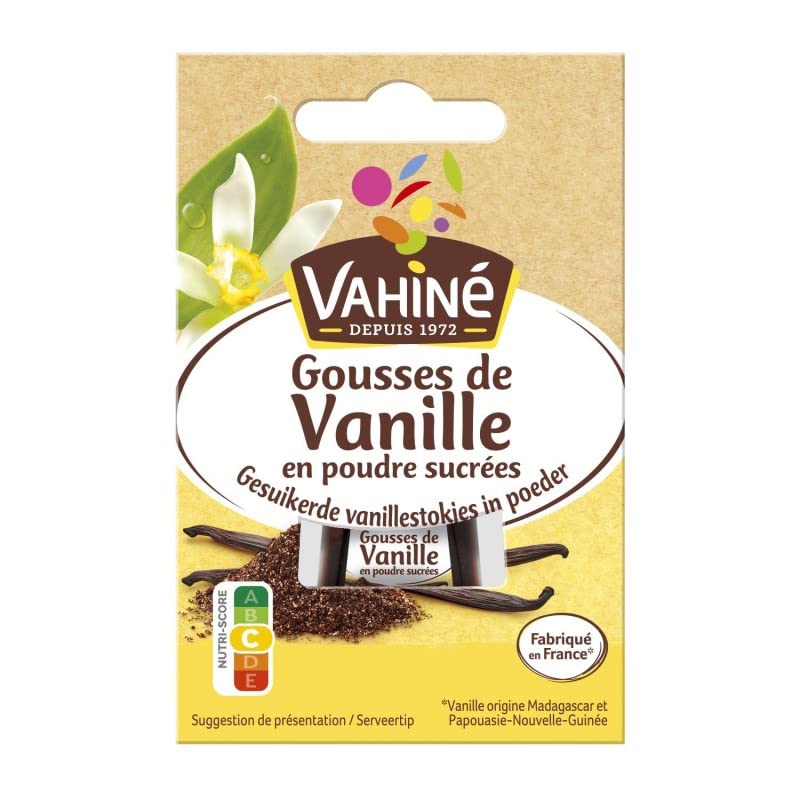 Poudre de vanille sucrée pour pâtisseries Vahiné - Sachet de 8g pour une saveur intense et sucrée - Idéal pour vos préparations de gâteaux maison. - Lot De 3 - Vendu Par Lot