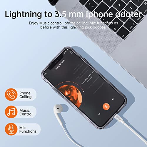 [Apple Mfi Certified] Lightning To 3.5 Mm Headphone Jack Adapter Iphone Headphone Adapter Jack Converter Compatible With Iphone 14/13/12/11/8/X/Xr/Xs/7, Music Control & Calling Function Support Ios #TOP3