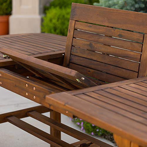 Walker Edison Baros Modern 3 Piece Solid Acacia Wood Dining Table And Bench Set, Set Of 3, Brown #TOP5