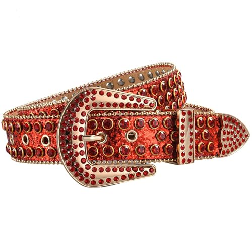 Men Women Rhinestone Belt Western Cowboy Sequins Diamond Belt Shiny Studded for Jeans