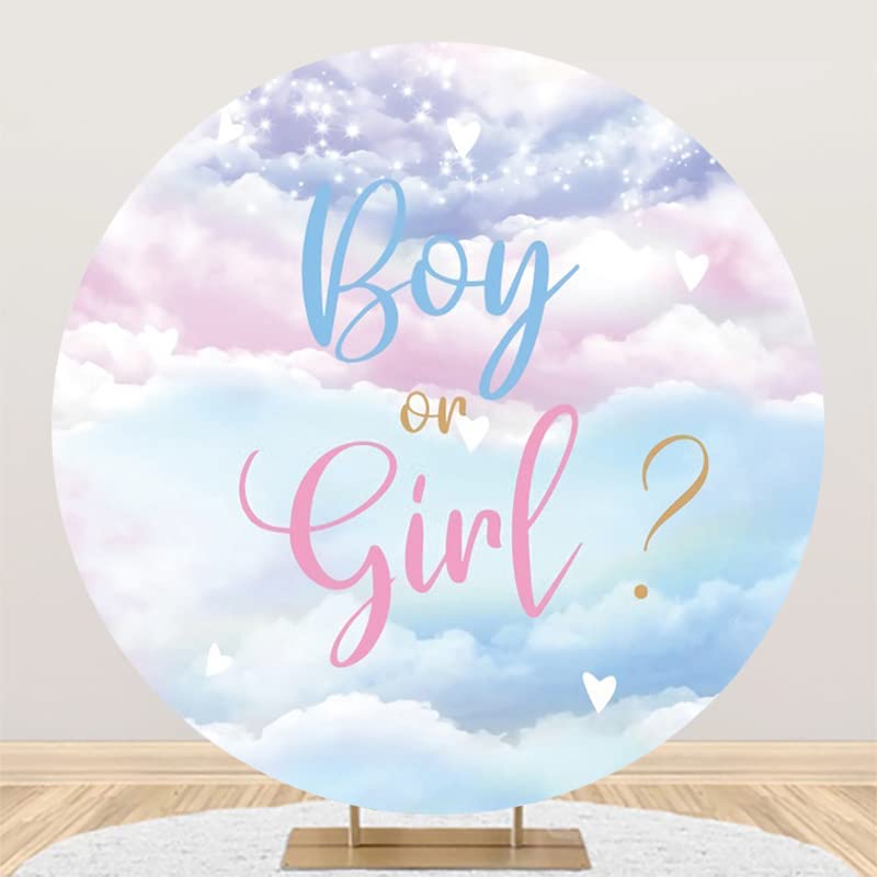 OERJU Gender Reveal Rund Hintergrund 2x2m - Pink Oder Blue Hot Air Balloons Für Baby Shower Und Neugeborenen-Party